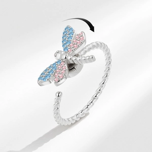 Libelle Rotierender Verstellbarer Ring Für Damen Eleganter Kupfer Bunter Strass Drehbare Stressabbau Mode Schmuck Geschenk