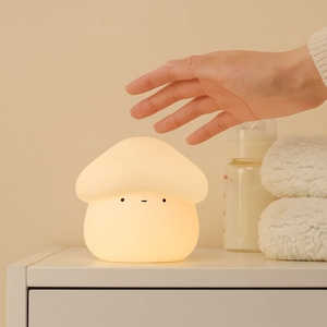 Mushroom Night Light Silicone Rechargeable Dimmable Timer Tap Control Bedside Nursery Lamp Cartoon Decor For Baby Kids