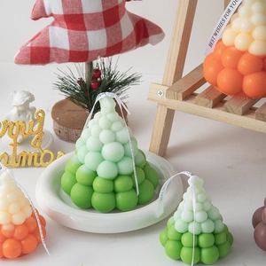 Creative bubble tree scented candle with festive ribbon for Christmas home decor