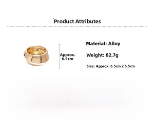 Polished gold metal twisted cuff bracelet showing product dimensions and weight