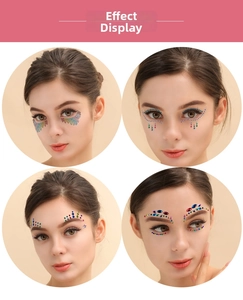 Close-up of colorful rainbow crystal face rhinestones for makeup and party decorations