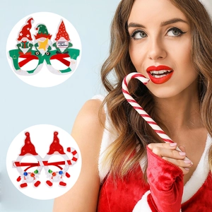 Christmas party glasses with Santa elements, red and green festive decorative frames