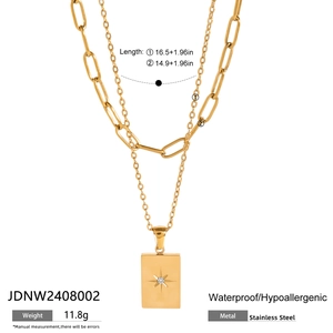 Detailed specs of double-layer gold star pendant necklace in waterproof stainless steel