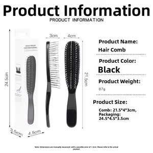 Detailed view of professional hairbrush dimensions and sleek white packaging box