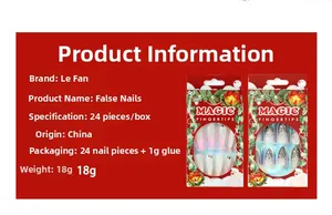 Detailed specs for Christmas white snowflake press-on nails with 24 pieces and glue
