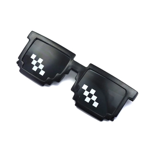 Classic black Thug Life pixel sunglasses with white mosaic pattern on high-quality frames