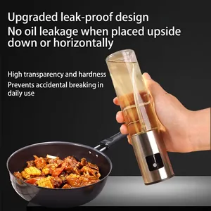 Transparent glass oil sprayer bottle with leak-proof design for kitchen air fryers