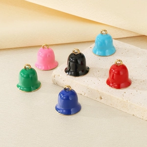 Détails de breloques clochettes en émail de six couleurs pour création de bijoux DIY