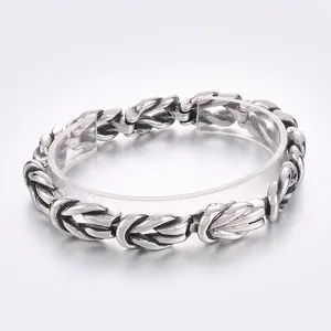 Men Bracelet Stainless Steel Rope Knot Design Distressed Retro Punk Style Simple Link Chain Jewelry Hand Accessories