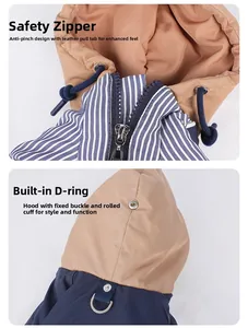 Detail view of pet jacket with safety zipper, anti-snag fur guard, and integrated D-ring
