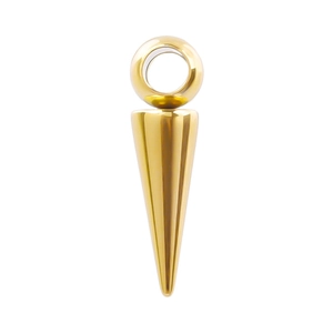 Polished 18k gold plated stainless steel cone pendant with smooth metallic finish