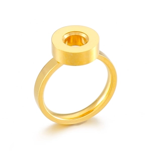 Geometric Round Bezel Base Ring Stainless Steel High Polished Industrial Style Fashion Jewelry DIY Inlay Unisex