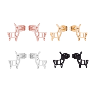 Minimalist animal stud earrings set in gold, rose gold, silver, and black stainless steel