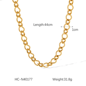 Detailed view of 44cm golden chunky twist chain necklace with dimensions and weight specs
