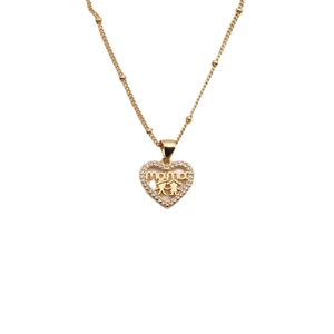 Golden heart necklace with mama lettering and zircon stones for Mother's Day gift