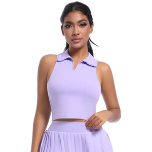 Ensemble de sport lavande pour femme avec haut polo sans manches et jupe plissée tennis