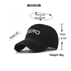 Size chart showing circumference 56-60cm and brim dimensions for cotton baseball cap