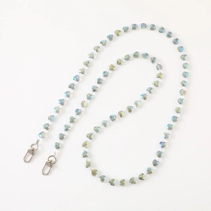 Luxurious crystal heart beaded crossbody chain with metal lobster clasps for bags and phones