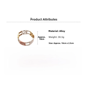 Detailed view of elastic square heart bracelets in gold, silver, and rose gold finishes
