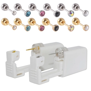 Disposable Ear Piercing Unit With 316L Stainless Steel Stud Sterile Safety Ball Clasp Manual Tool For Piercing