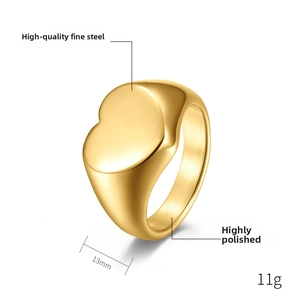 Macro view of high polished fine steel heart signet ring with 13mm width detail