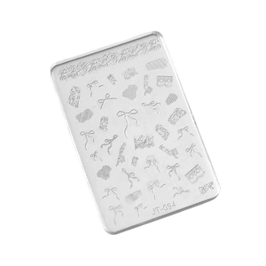 JT-094 silver metal nail art stamping plate with butterfly and lace relief patterns