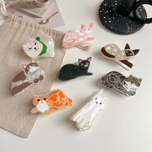 Animal Cat Dog Hair Claw Clips Cute Cellulose Acetate Marble Pattern Shark Hairpins For Women Girls