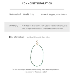 Detailed size chart for square stone pendant necklace with length and weight info