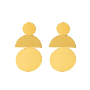 Chunky geometric 18k gold plated stainless steel stacked round earrings for women