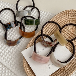 Acetate Geometric Marble Pattern Hair Ties Arched High Elastic Ponytail Holders Vintage Minimalist For Women