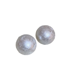 Minimalist silver-tone twisted textured ball stud earrings with wrinkled metal surface