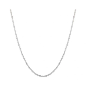 Minimalist 925 sterling silver chain necklace with sparkling link structure on white background