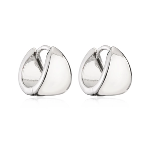 Minimalist silver hoop earrings for women with a high-polished metallic glossy finish