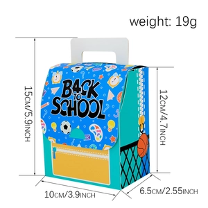 Boîte cadeau sac à dos dessin animé avec inscription Back to School pour enfants