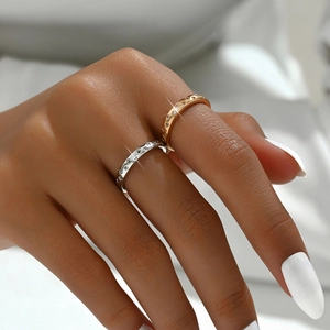 Fashion Copper Star Rhinestone Open Adjustable Ring Hollow Letter Shiny Index Finger Ring For Women Jewelry Gift