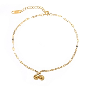 Elegant 18K gold-plated titanium steel bracelet featuring minimalist polished round beads