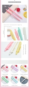 Macro detail of macaron pastel retractable ballpoint pens with 0.5mm black ink tips