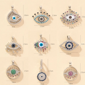 Evil Eye Pendant Necklace Copper Colorful Zircon Inlaid Electroplated Turkish Eye Jewelry For Women INS Style
