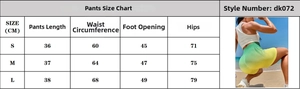 Size guide table for high waist seamless yoga shorts with detailed body measurements