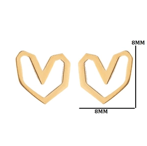 8mm minimalist hollow heart-shaped gold stud earrings for women on white background