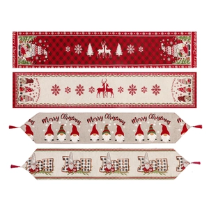 Christmas table runner collection with Merry Christmas jacquard patterns and tassels