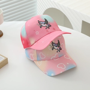 Berretti da baseball per bambini sfumati pastello con unicorno ricamato e stelle