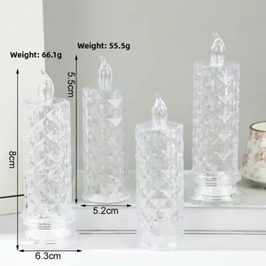 Detailed size chart showing dimensions of crystal rose LED candle lamps in two sizes