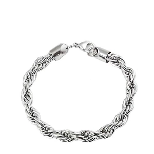 Twisted Rope Chain Bracelet Stainless Steel Punk Hip Hop Style Jewelry For Men And Women Silver Color
