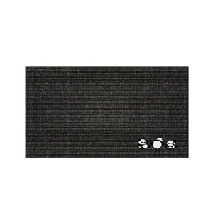 Waterproof black kitchen floor mat with non-slip texture and cute panda patterns