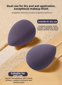 Dual-use purple drop-shaped makeup sponge set for dry and wet cosmetic application