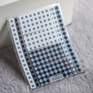 5D Scotland plaid adhesive nail stickers with blue and black checkered patterns TS-389