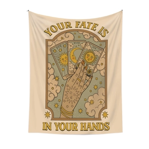 Retro tarot tapestry with sun, moon, and stars for boho style room decoration