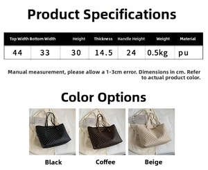 Specifiche dettagliate sulle dimensioni per la borsa shopper grande in ecopelle PU