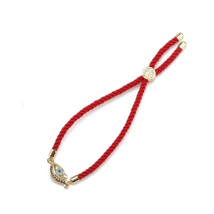 Bracelet tressé rouge ajustable Evil Eye avec pendentif doré et pierres de zircon bleu